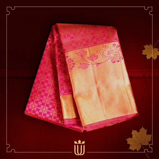 red saree with golden border